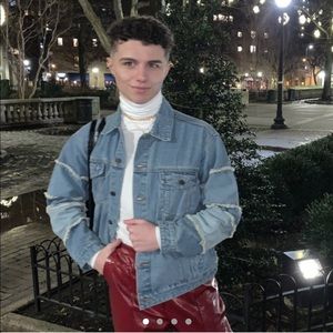 ASOS Design Oversized Denim Jacket w Fray-Sleeves